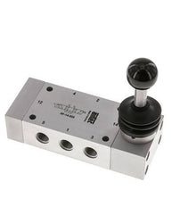 5/3 G1/4'' Auspuff Zentrum Handhebel Ventil Raste 0-12bar/0-168psi Airtec