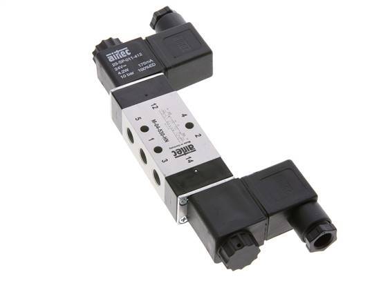 5/3 G1/8'' Center Closed Magnetventil 12V DC 3-10bar/42-140psi Airtec