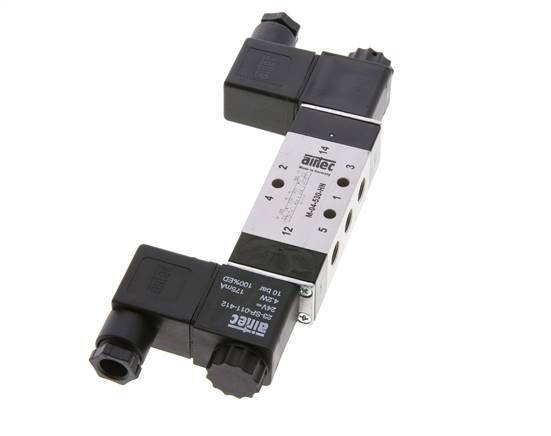 5/3 G1/8'' Center Closed Magnetventil 12V DC 3-10bar/42-140psi Airtec