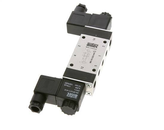 5/2 G1/8'' Bistable Solenoid Valve External Pilot 12V DC 0-10bar/0-140psi Airtec