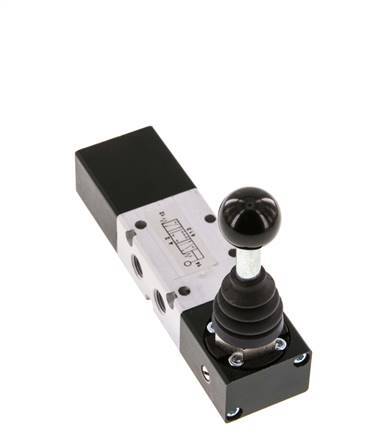 5/3 G1/8'' Handhebelventil mittig geschlossen -0,95-10bar/-13,2-140psi