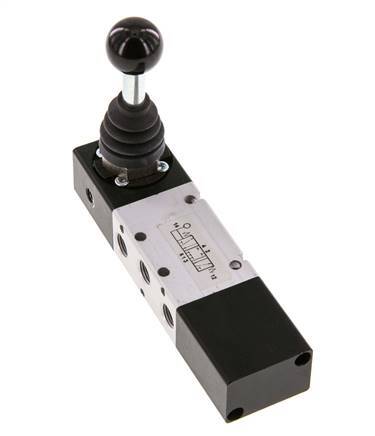 5/3 G1/8'' Handhebelventil mittig geschlossen -0,95-10bar/-13,2-140psi