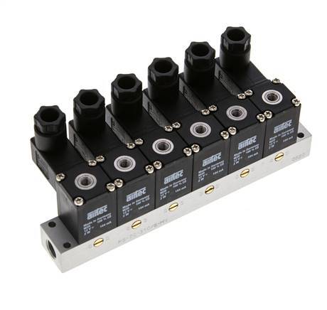 6x3/2 M5 NC Magnetventil 12V DC -0,95-8bar/-13,2-112psi Airtec