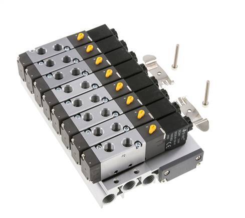 G1/8'' 8x Pneumatik-Ventilinsel 24V DC 1,5-8bar/21,0-112psi Mehrpolig E.MC