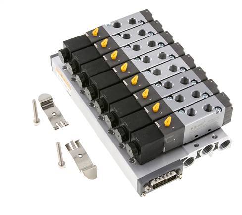 G1/8'' 8x Pneumatik-Ventilinsel 24V DC 1,5-8bar/21,0-112psi Mehrpolig E.MC