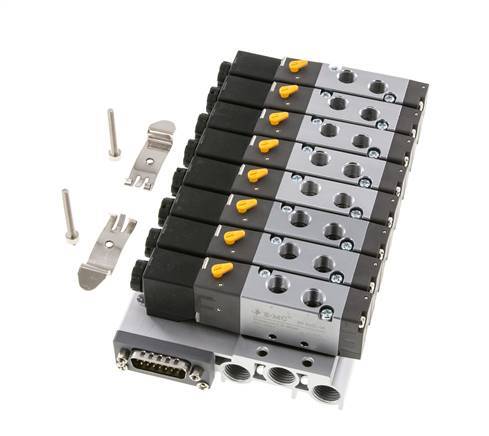 G1/8'' 8x Pneumatik-Ventilinsel 24V DC 1,5-8bar/21,0-112psi Mehrpolig E.MC