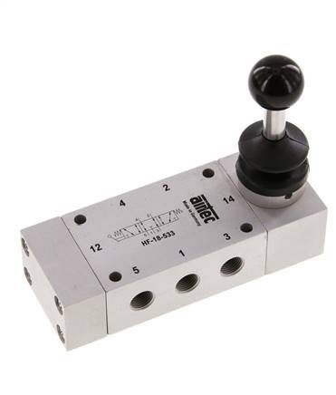5/3 G1/8'' Auspuff Zentrum Handhebelventil 0-10bar/0-140psi Airtec