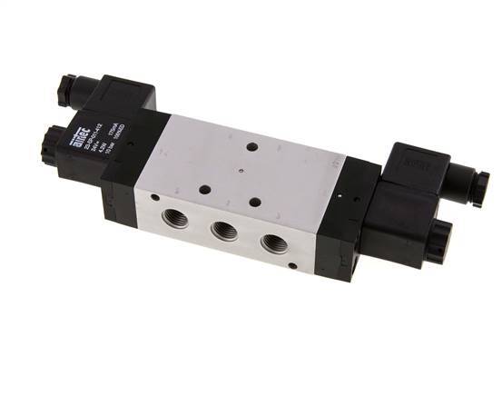 5/3 G1/4'' Druck-Center-Magnetventil 24V DC 3-10bar/42-140psi Airtec
