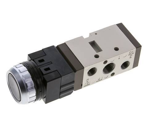5/2 G1/4'' (G1/8'') Druckknopfventil Schwarz 0-8bar/0-112psi YPC