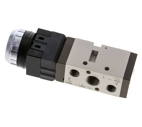 5/2 G1/4'' (G1/8'') Druckknopfventil Schwarz 0-8bar/0-112psi YPC