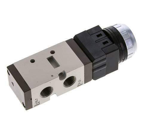 5/2 G1/4'' (G1/8'') Druckknopfventil Schwarz 0-8bar/0-112psi YPC