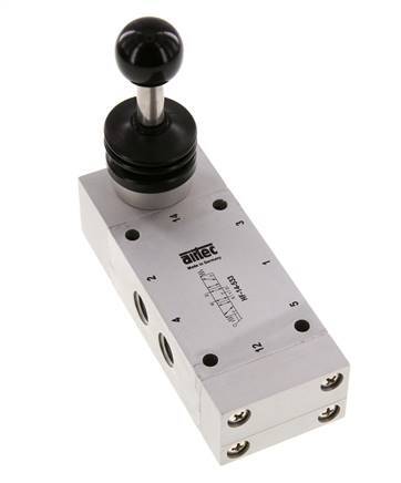 5/3 G1/4'' Auspuff Zentrum Handhebelventil 0-12bar/0-168psi Airtec