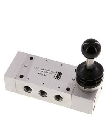 5/3 G1/4'' Auspuff Zentrum Handhebelventil 0-12bar/0-168psi Airtec