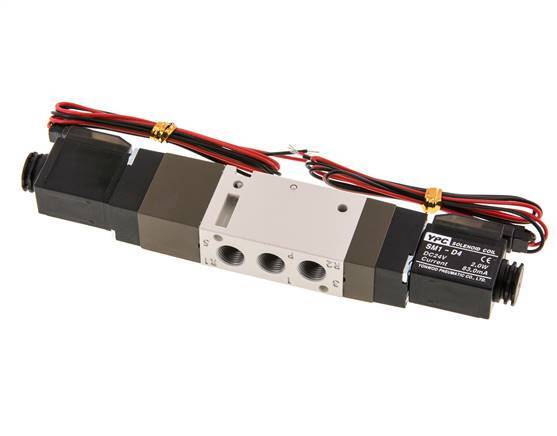 5/3 G1/8'' Auspuff-Mittelmagnetventil 24V DC 2-10bar/28-140psi 2-poliger Stecker YPC