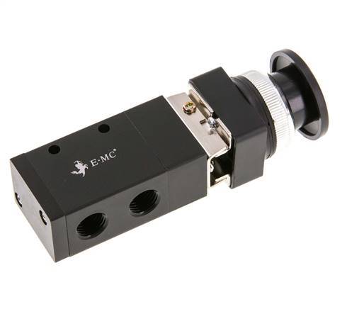 3/2 G1/4'' Universal Palm Button Ventil Schwarz 0-8bar/0-112psi E.MC