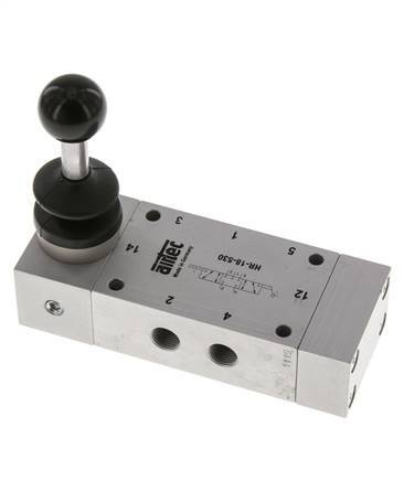 5/3 G1/8'' Mitte geschlossen Handhebelventil Raste 0-10bar/0-140psi Airtec
