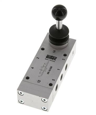 5/3 G1/8'' Mitte geschlossen Handhebelventil Raste 0-10bar/0-140psi Airtec
