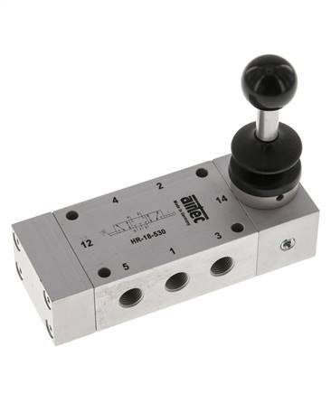 5/3 G1/8'' Mitte geschlossen Handhebelventil Raste 0-10bar/0-140psi Airtec
