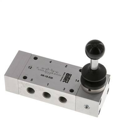 5/3 G1/8'' Mitte geschlossen Handhebelventil Raste 0-10bar/0-140psi Airtec