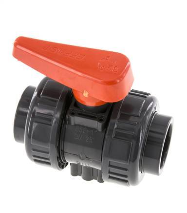 PVC 2-way Ball Valve True Union 32 mm Socket FKM