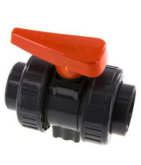 PVC 2-Wege-Kugelhahn 2fach Überwurfmutter 50 mm Buchse EPDM