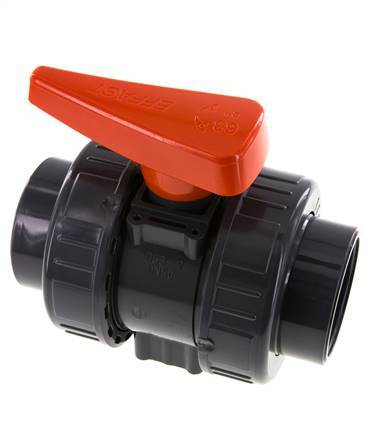 PVC 2-way Ball Valve True Union 63 mm Socket EPDM