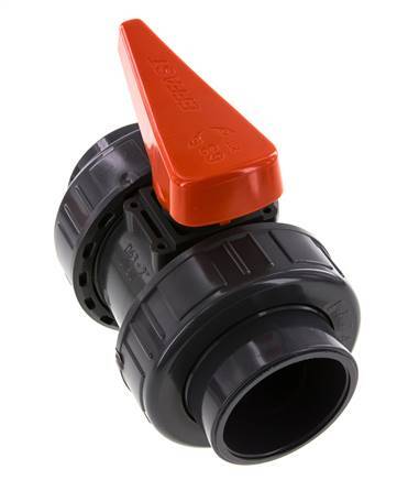 PVC 2-way Ball Valve True Union 63 mm Socket EPDM
