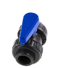 PVC 2-Wege-Kugelhahn 2fach Überwurfmutter 20 mm Buchse EPDM
