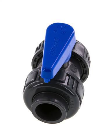 PVC 2-Wege-Kugelhahn 2fach Überwurfmutter 25 mm Buchse EPDM
