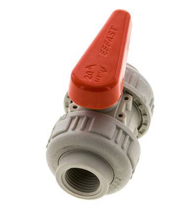 PP-H 2-way Ball Valve True Union Rp 1/2'' FKM