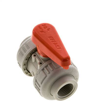PP-H 2-way Ball Valve True Union Rp 1/2'' FKM