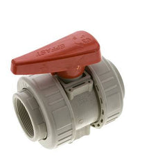 PP-H 2-Wege-Kugelhahn 2fach Überwurfmutter Rp 2'' FKM