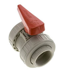 PP-H 2-Wege-Kugelhahn 2fach Überwurfmutter Rp 2'' FKM