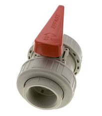 PP-H 2-Wege-Kugelhahn 2fach Überwurfmutter Rp 2'' FKM
