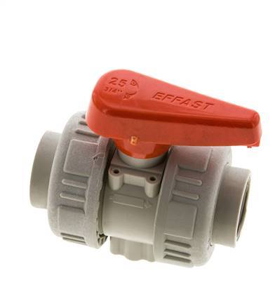PP-H 2-way Ball Valve True Union Rp 3/4'' EPDM