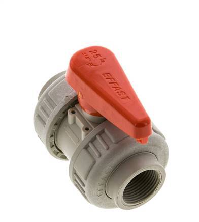 PP-H 2-way Ball Valve True Union Rp 3/4'' EPDM