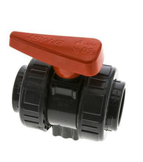 PVC 2-Wege-Kugelhahn 2fach Überwurfmutter Rp 1 1/2'' EPDM