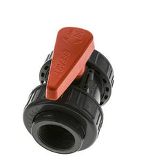 PVC 2-Wege-Kugelhahn 2fach Überwurfmutter Rp 1 1/2'' EPDM