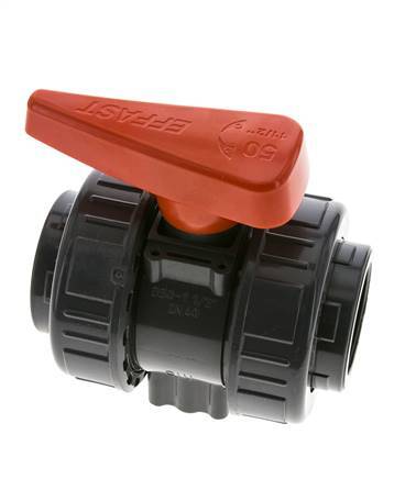 PVC 2-way Ball Valve True Union Rp 1 1/2'' FKM