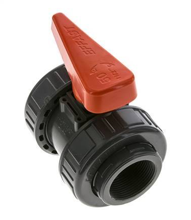 PVC 2-way Ball Valve True Union Rp 1 1/2'' FKM