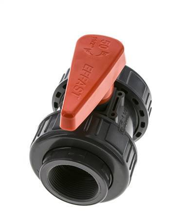 PVC 2-Wege-Kugelhahn 2fach Überwurfmutter Rp 1 1/2'' FKM