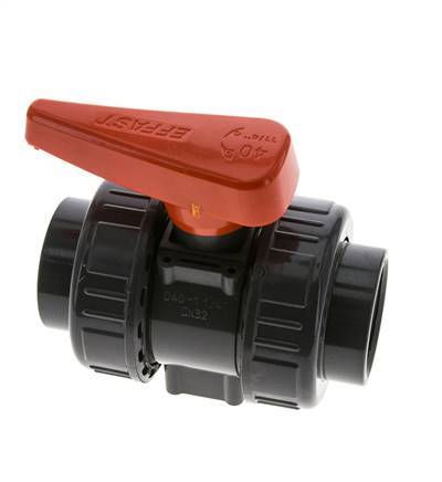 PVC 2-way Ball Valve True Union Rp 1 1/4'' EPDM