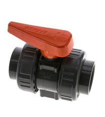 PVC 2-Wege-Kugelhahn 2fach Überwurfmutter Rp 1 1/4'' FKM