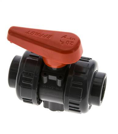 PVC 2-way Ball Valve True Union Rp 1/2'' FKM