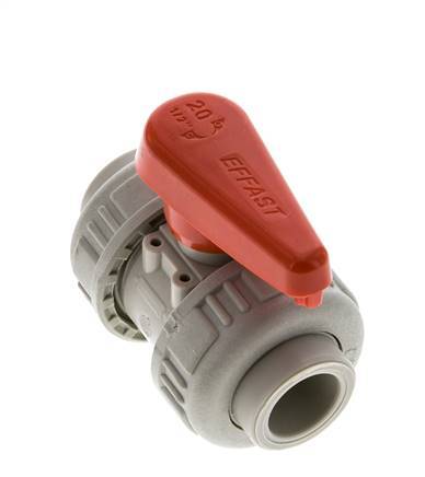 PP-H 2-way Ball Valve True Union 20 mm FKM