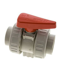 PP-H 2-Wege-Kugelhahn 2fach Überwurfmutter 50 mm FKM