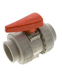 PP-H 2-Wege-Kugelhahn 2fach Überwurfmutter 63 mm EPDM