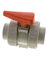 PP-H 2-Wege-Kugelhahn 2fach Überwurfmutter 63 mm EPDM