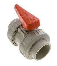 PP-H 2-Wege-Kugelhahn 2fach Überwurfmutter 63 mm EPDM