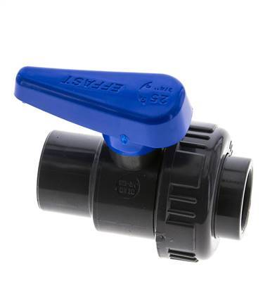 PVC 2-way Ball Valve Single Union 25 mm Socket EPDM